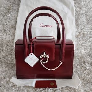AUTHENTIC CARTIER Panthère de Cartier Calf Skin Box Bag Satchel